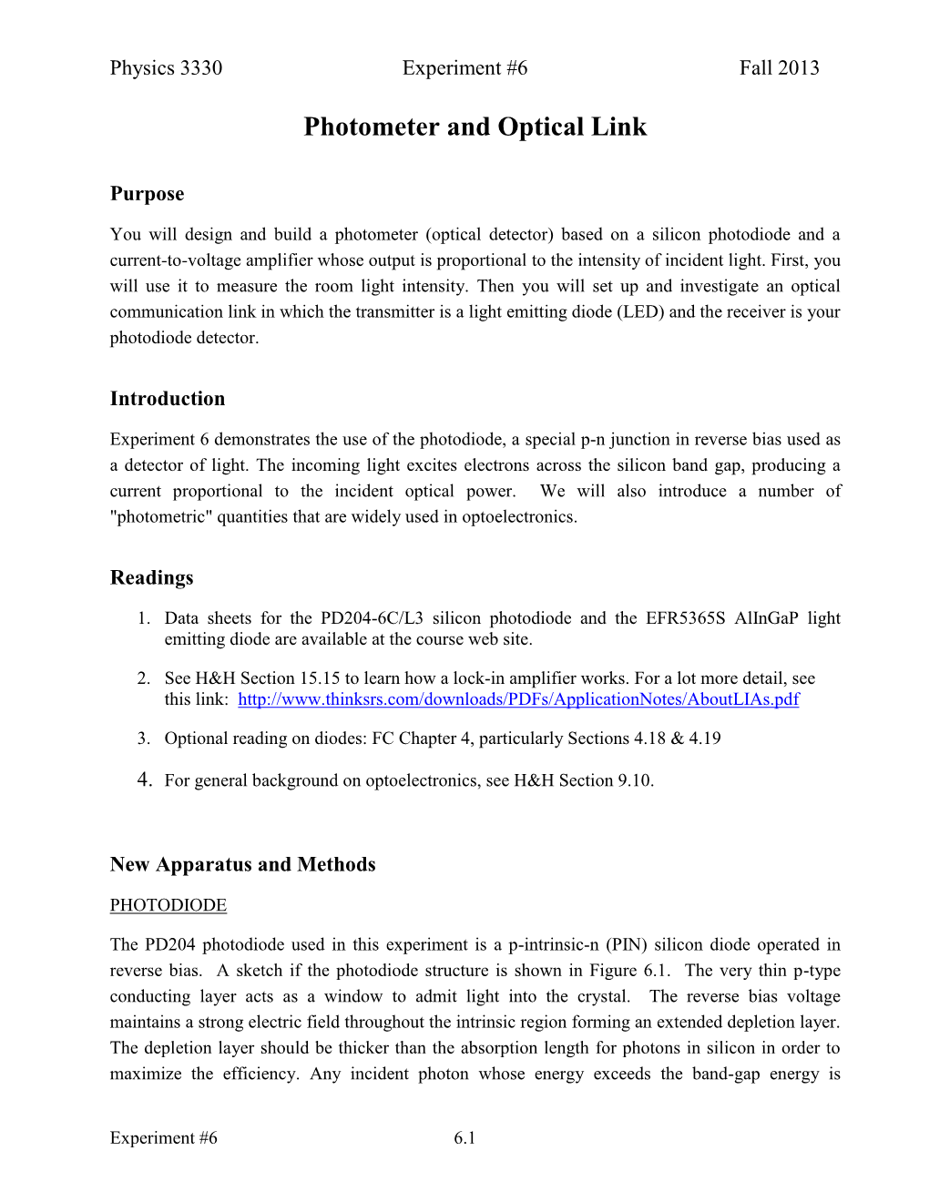 Photometer and Optical Link