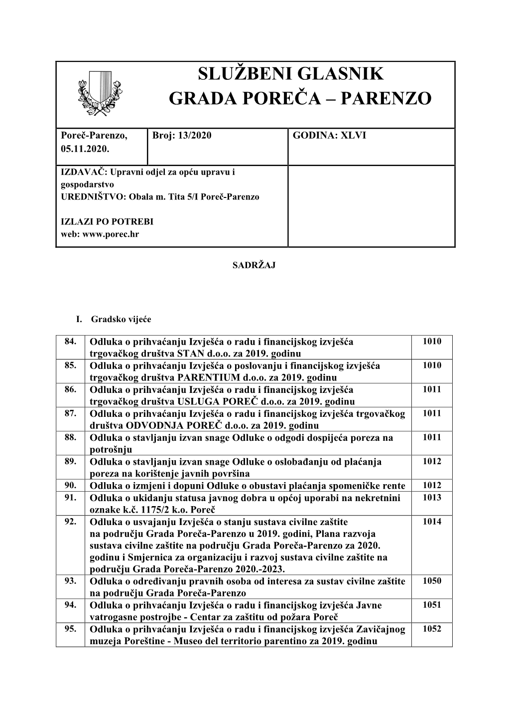 Službeni Glasnik Grada Poreča-Parenzo 13