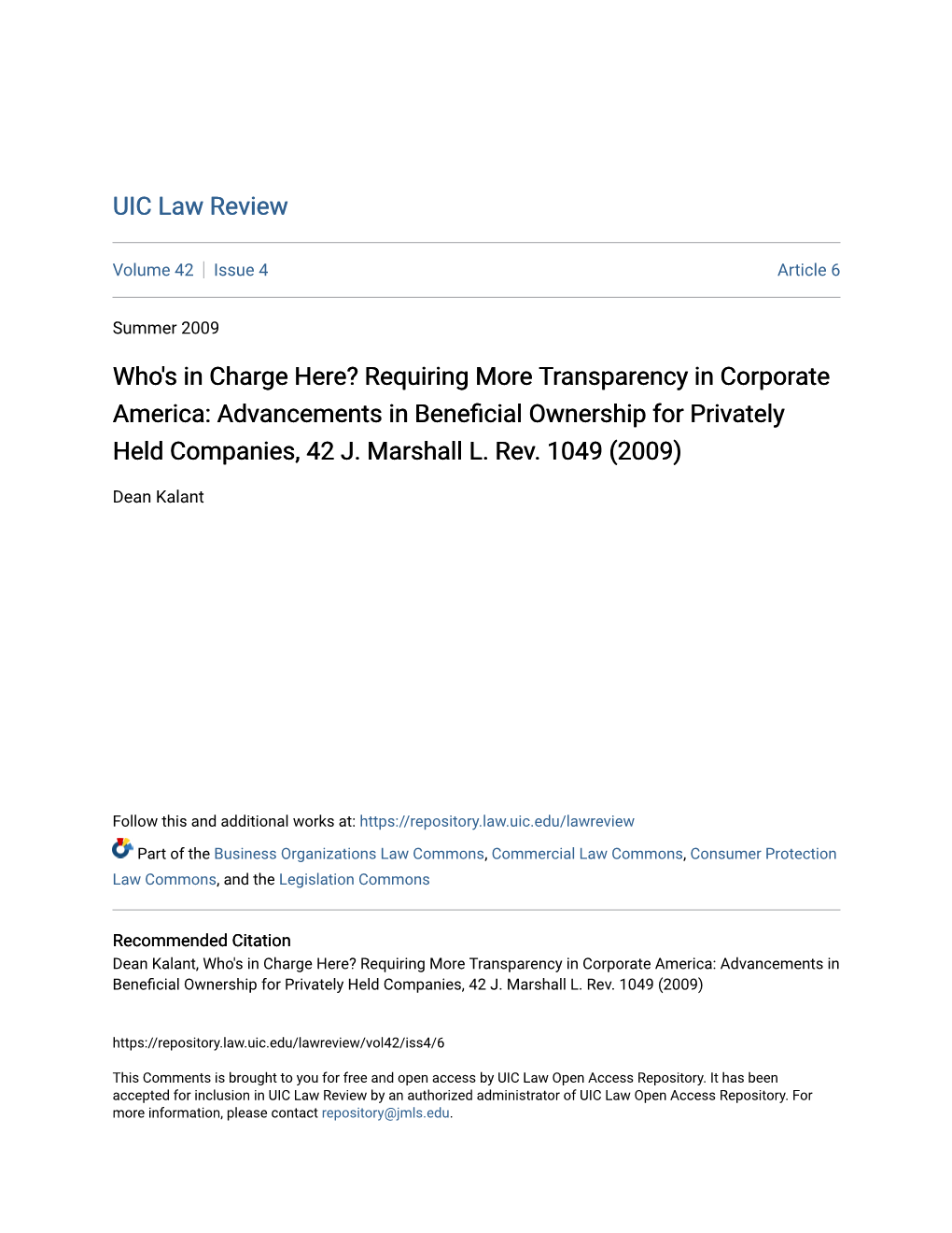 Requiring More Transparency in Corporate America: Advancements in Beneficial Ownership for Privately Held Companies, 42 J