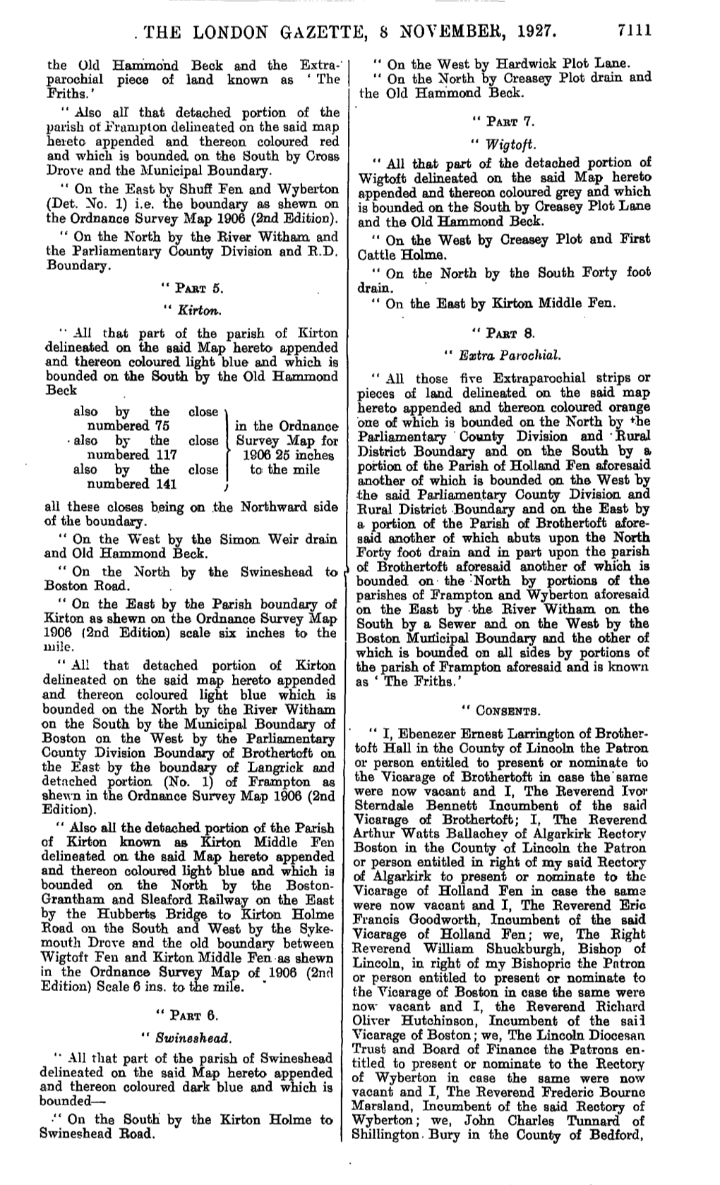 The London Gazette, 8 November, 1927