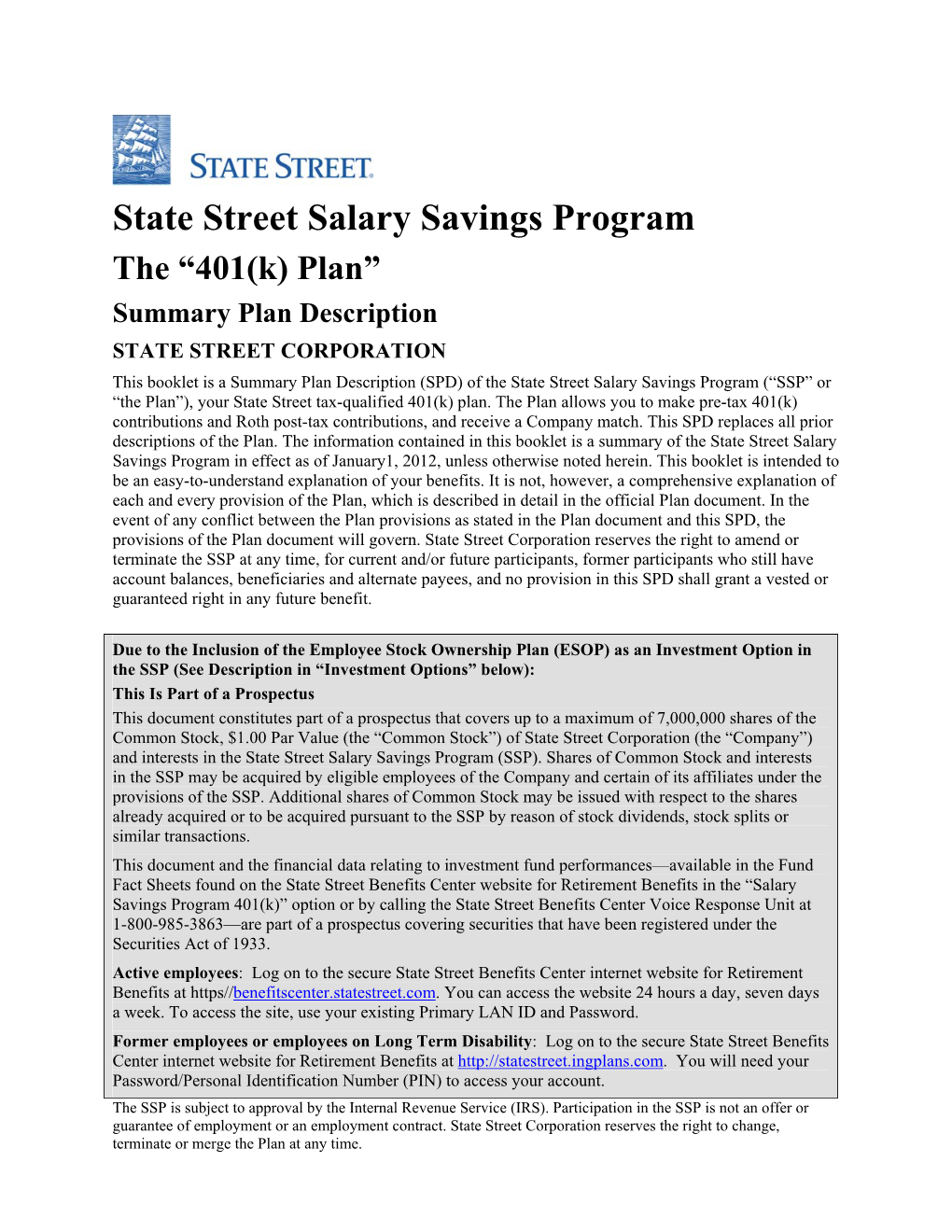 State Street Salary Savings Program