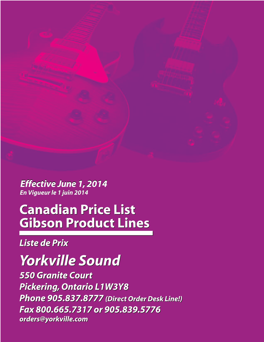 Epiphone Price List 2014 (Canada)