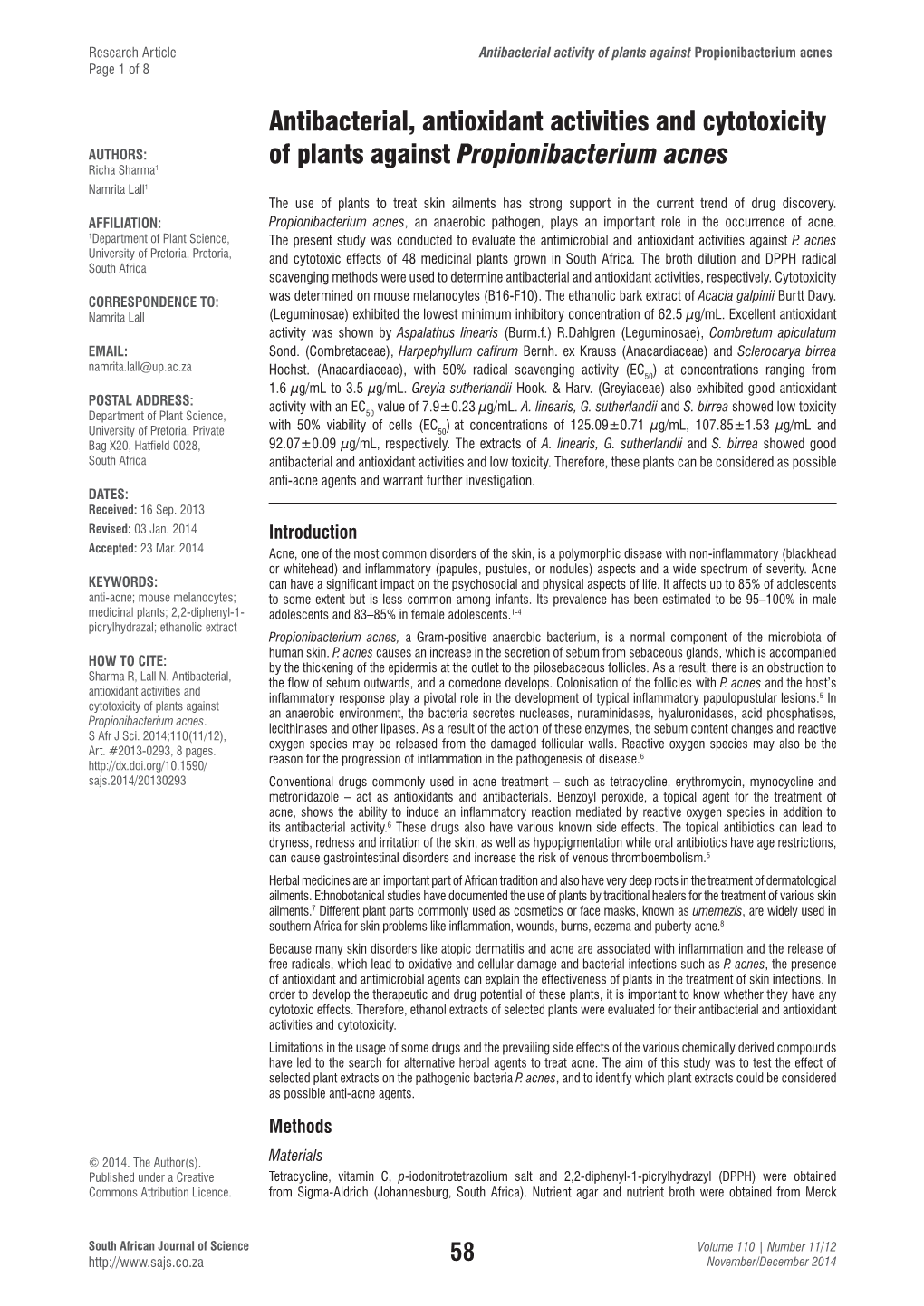 Antibacterial, Antioxidant Activities and Cytotoxicity of Plants Against