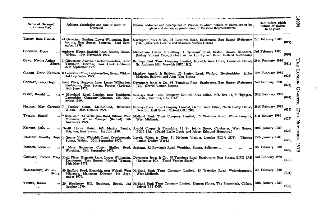 Name of Deceased (Surname First)