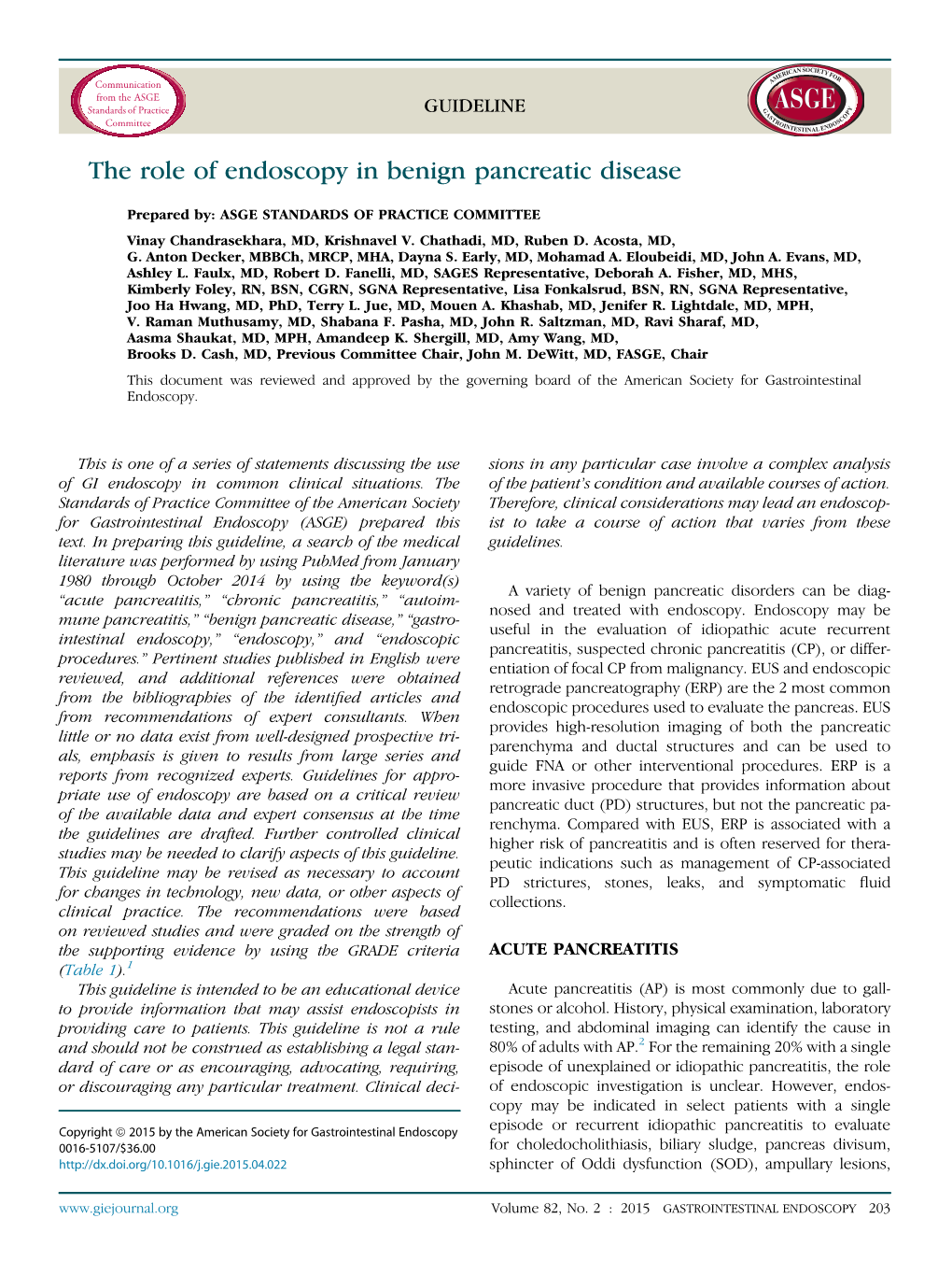 The Role of Endoscopy in Benign Pancreatic Disease