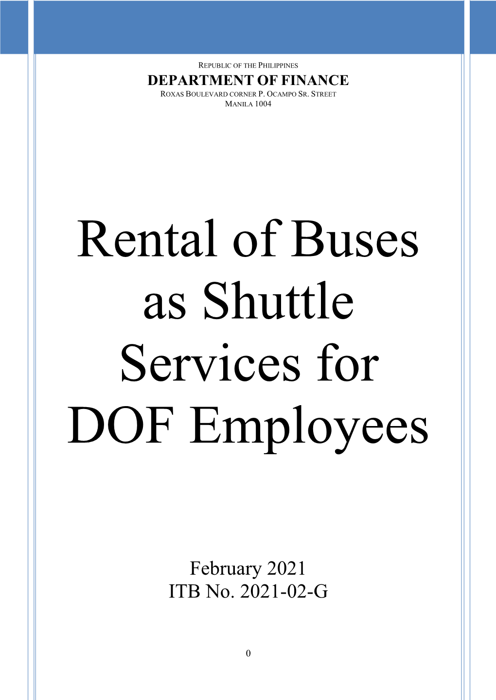 Rental of Buses As Shuttle Services for Dof Employees