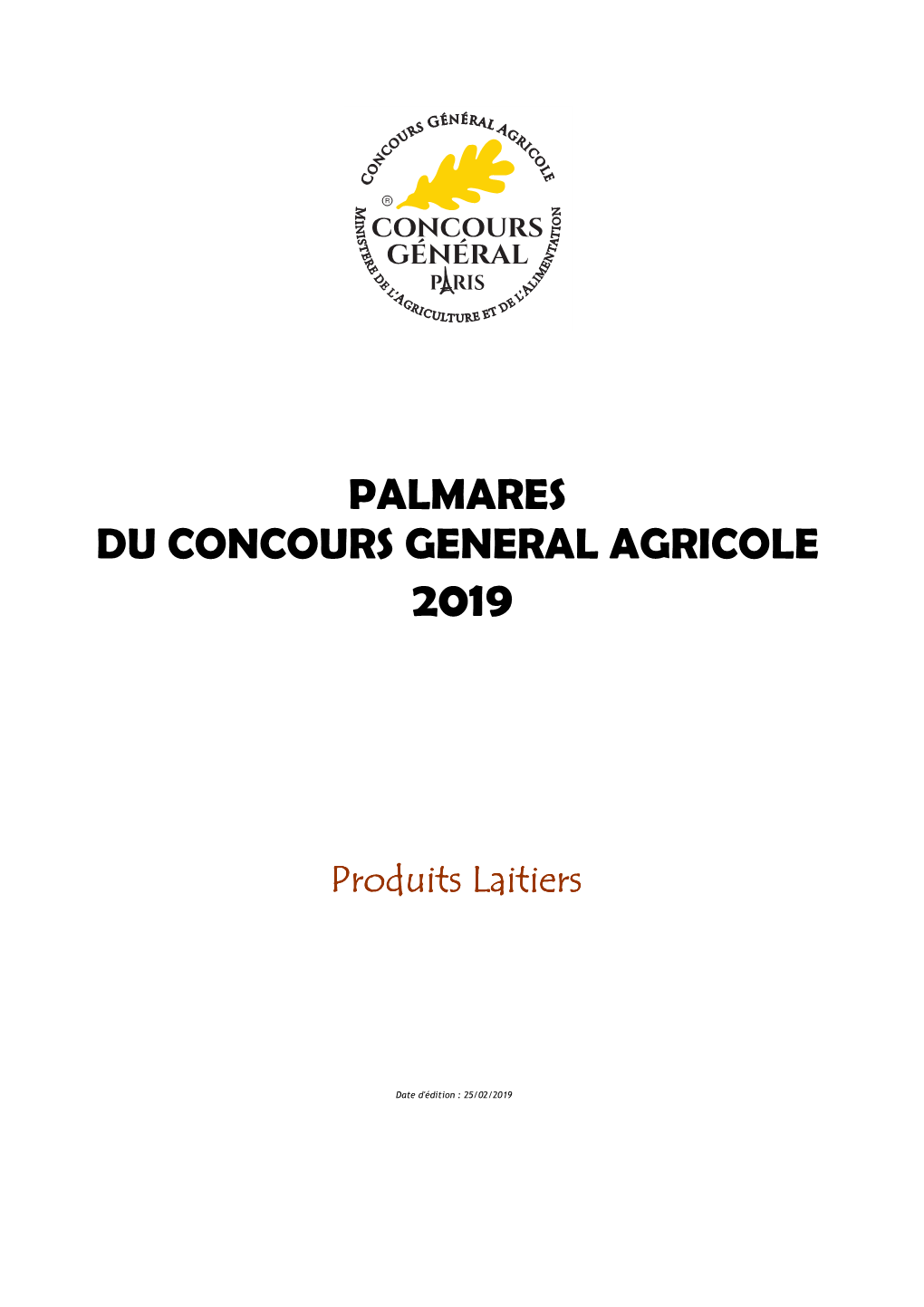 Palmarès Du Concours Général Agricole