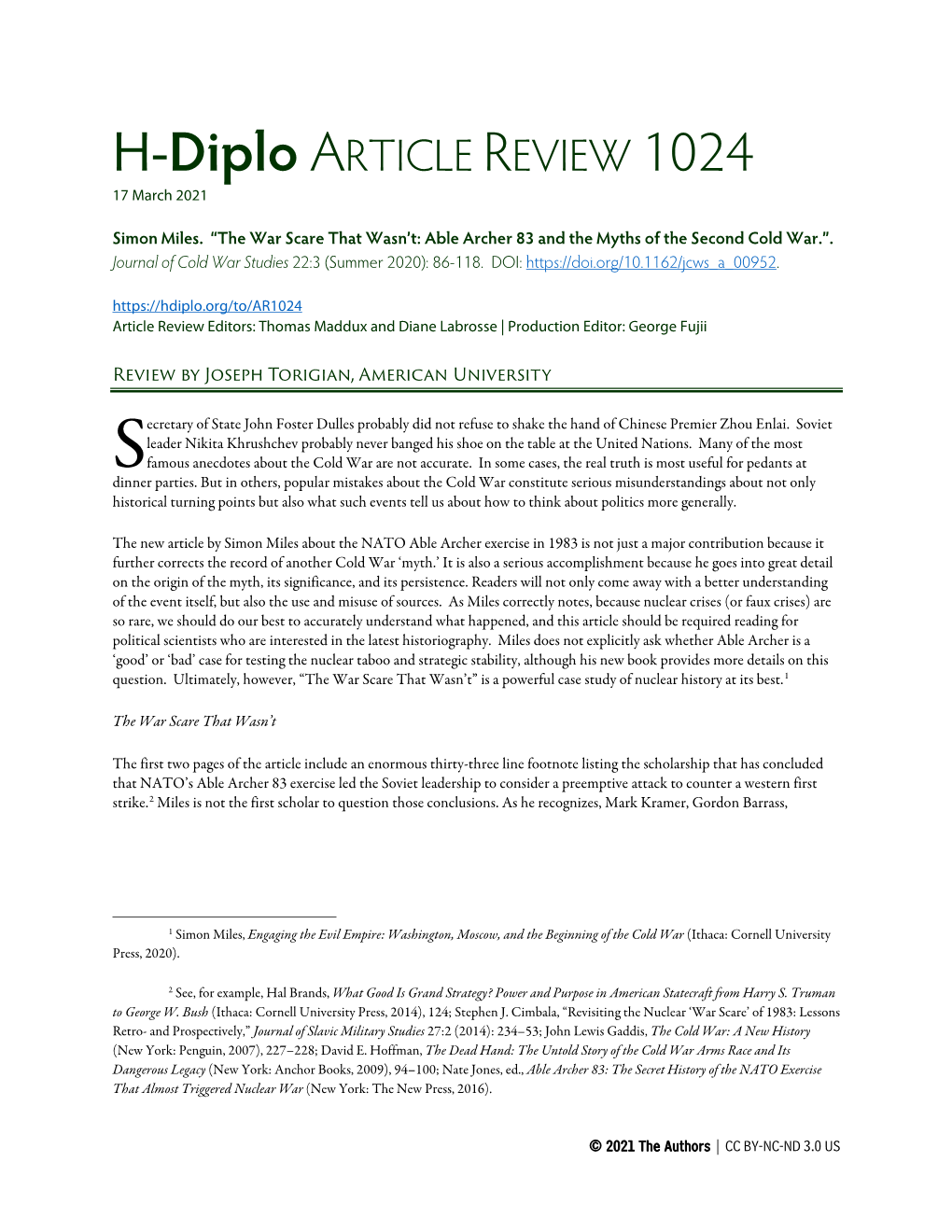 H-Diplo ARTICLE REVIEW 1024 17 March 2021