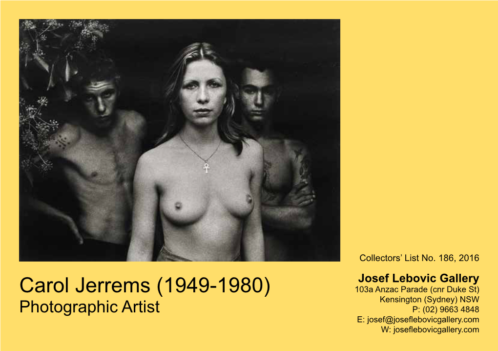 Carol Jerrems (1949-1980)