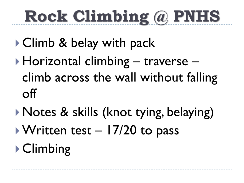 Rock Climbing @ PNHS