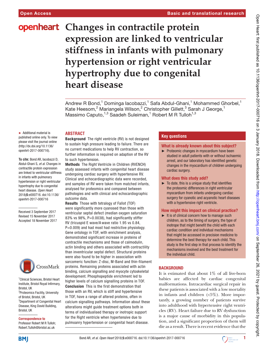 Changes in Contractile Protein Expression Are Linked to Ventricular Stiffness in Infants with Pulmonary Hypertension Or Right Ve