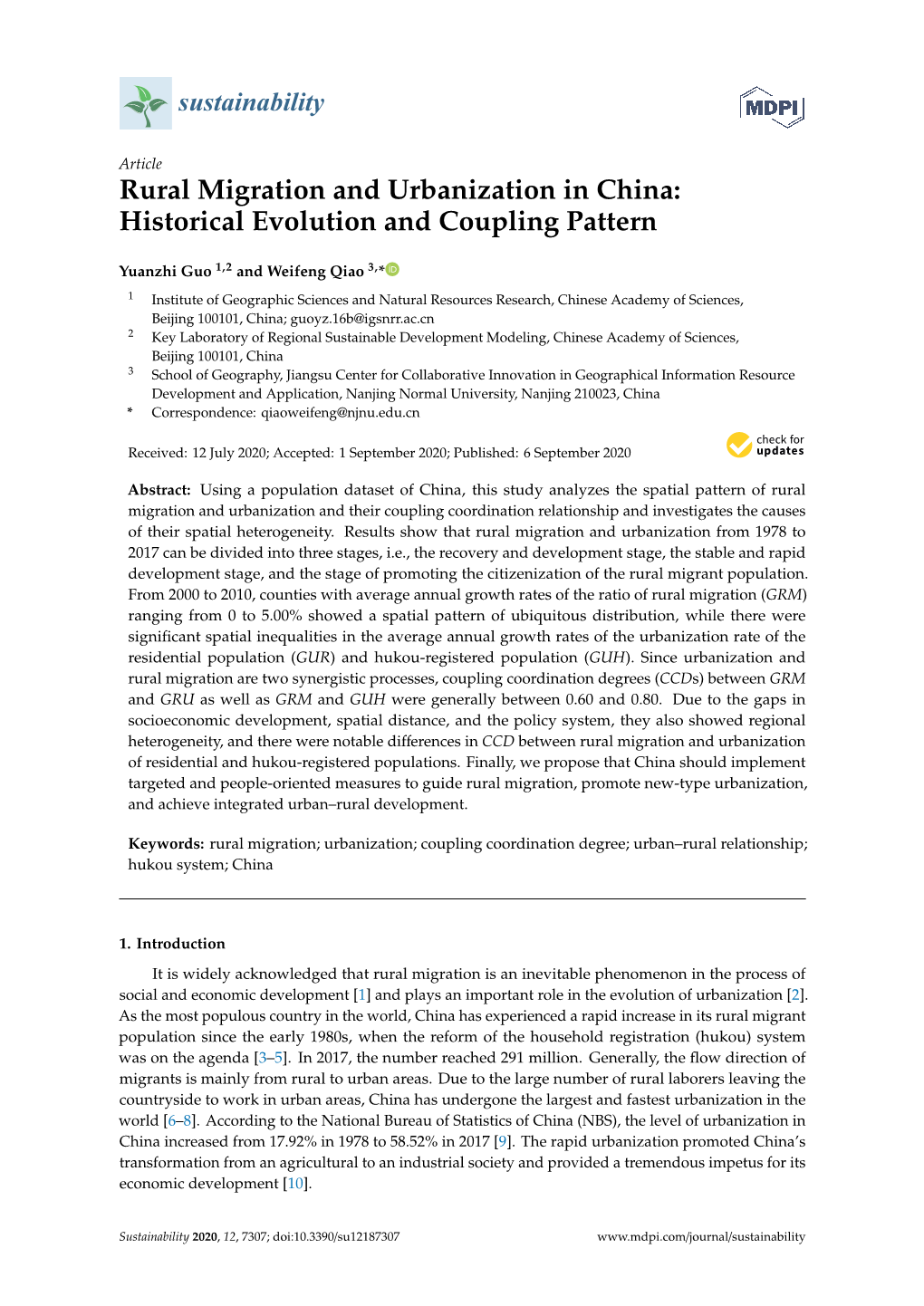 Rural Migration and Urbanization in China: Historical Evolution and Coupling Pattern