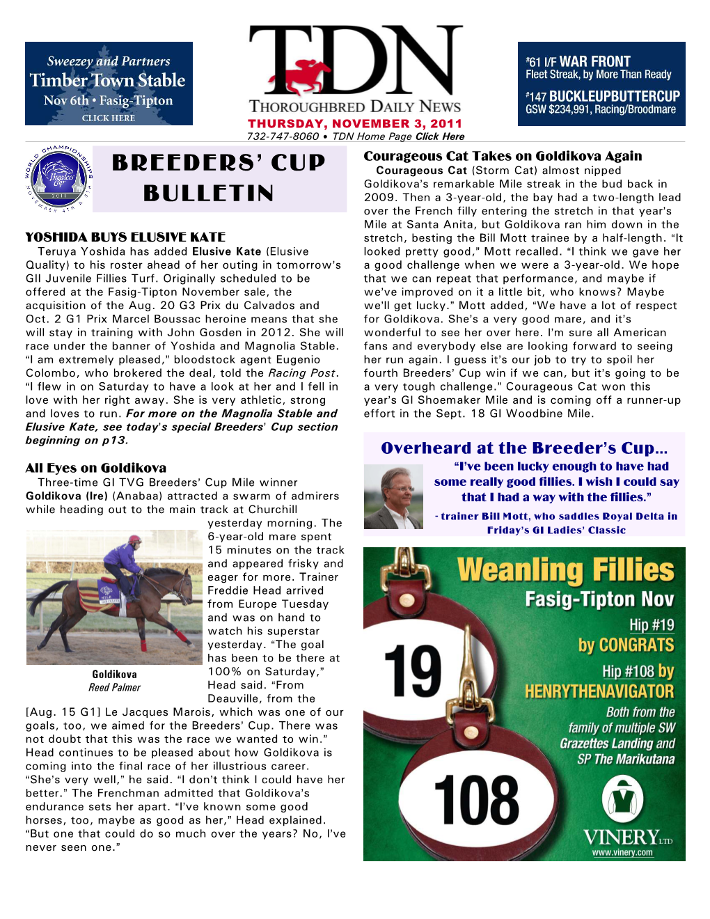 Breeders' Cup Bulletin