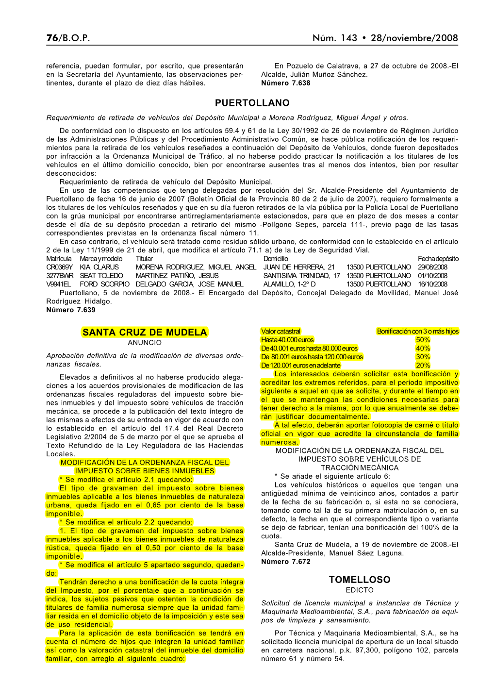 76/B.O.P. Núm. 143 • 28/Noviembre/2008