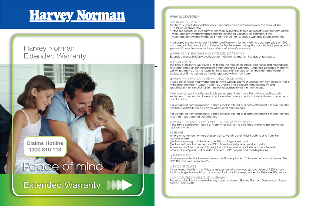 Harvey Norman Extended Warranty This Document