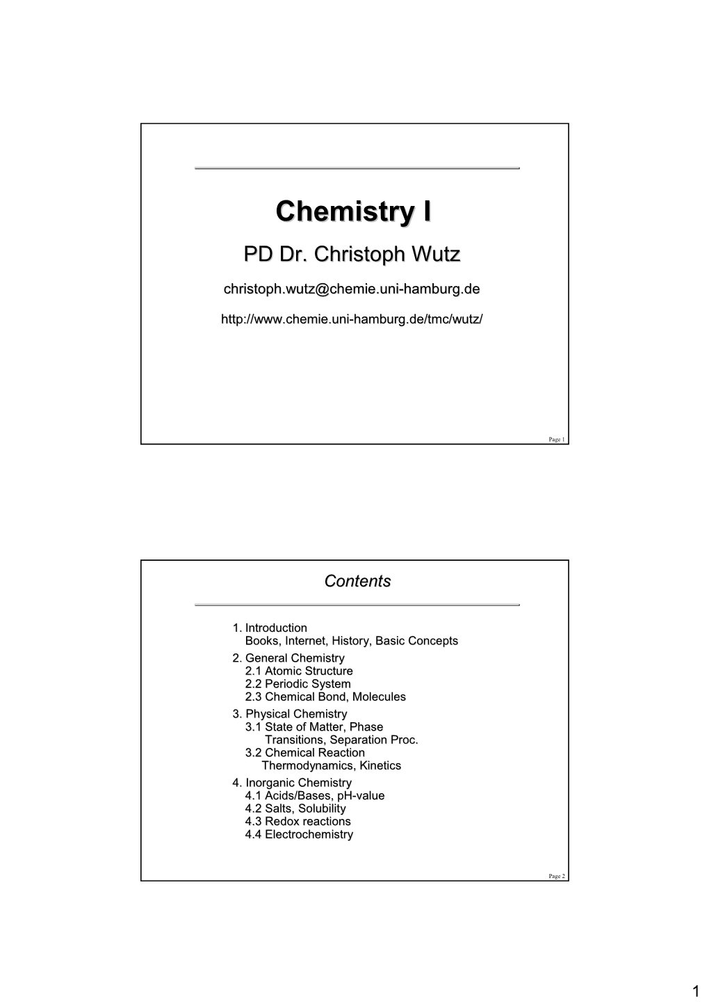 Chemistry I-Handout