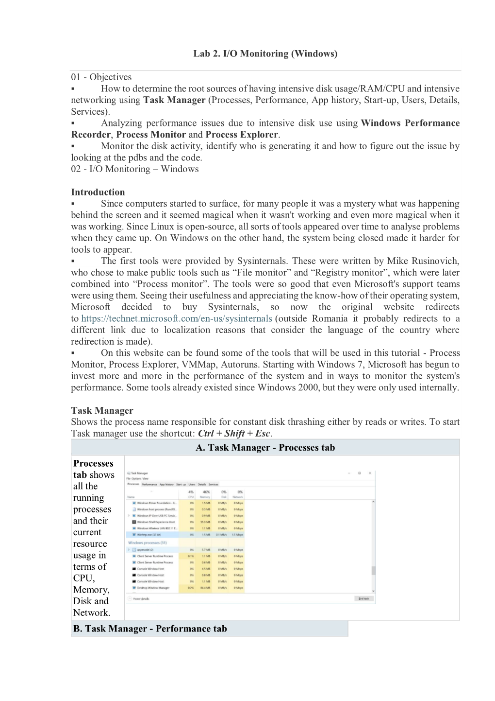 Lab 2. I/O Monitoring (Windows) 01