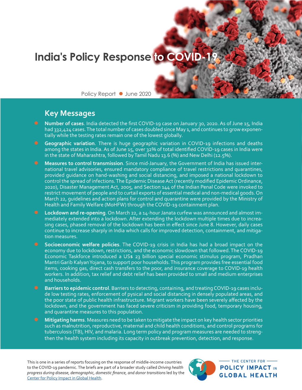 India's Policy Response to COVID-19