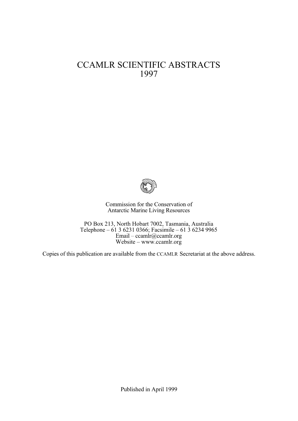 Ccamlr Scientific Abstracts 1997