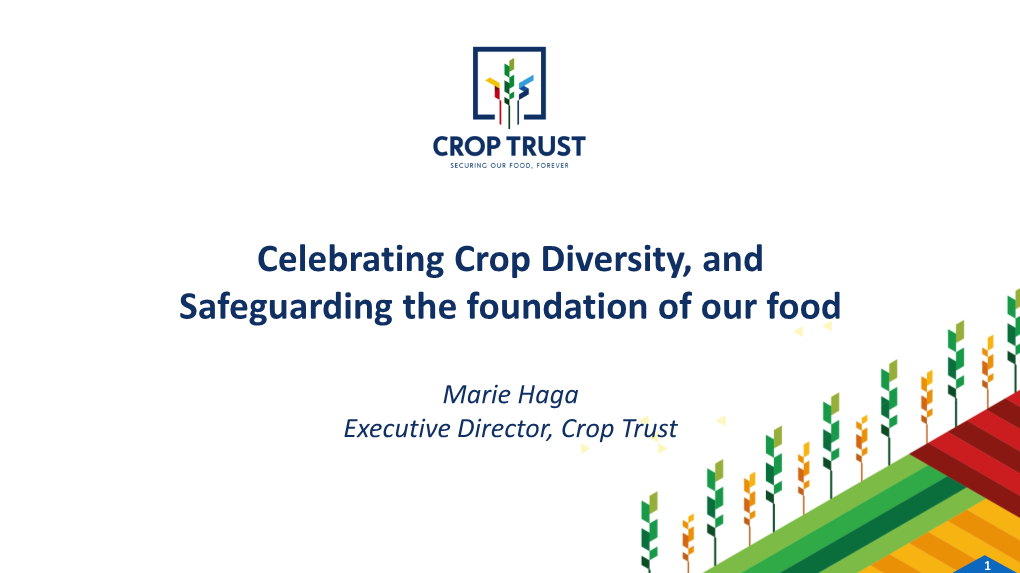 Safeguarding the Foundation of Our Food Marie Haga Executive Director