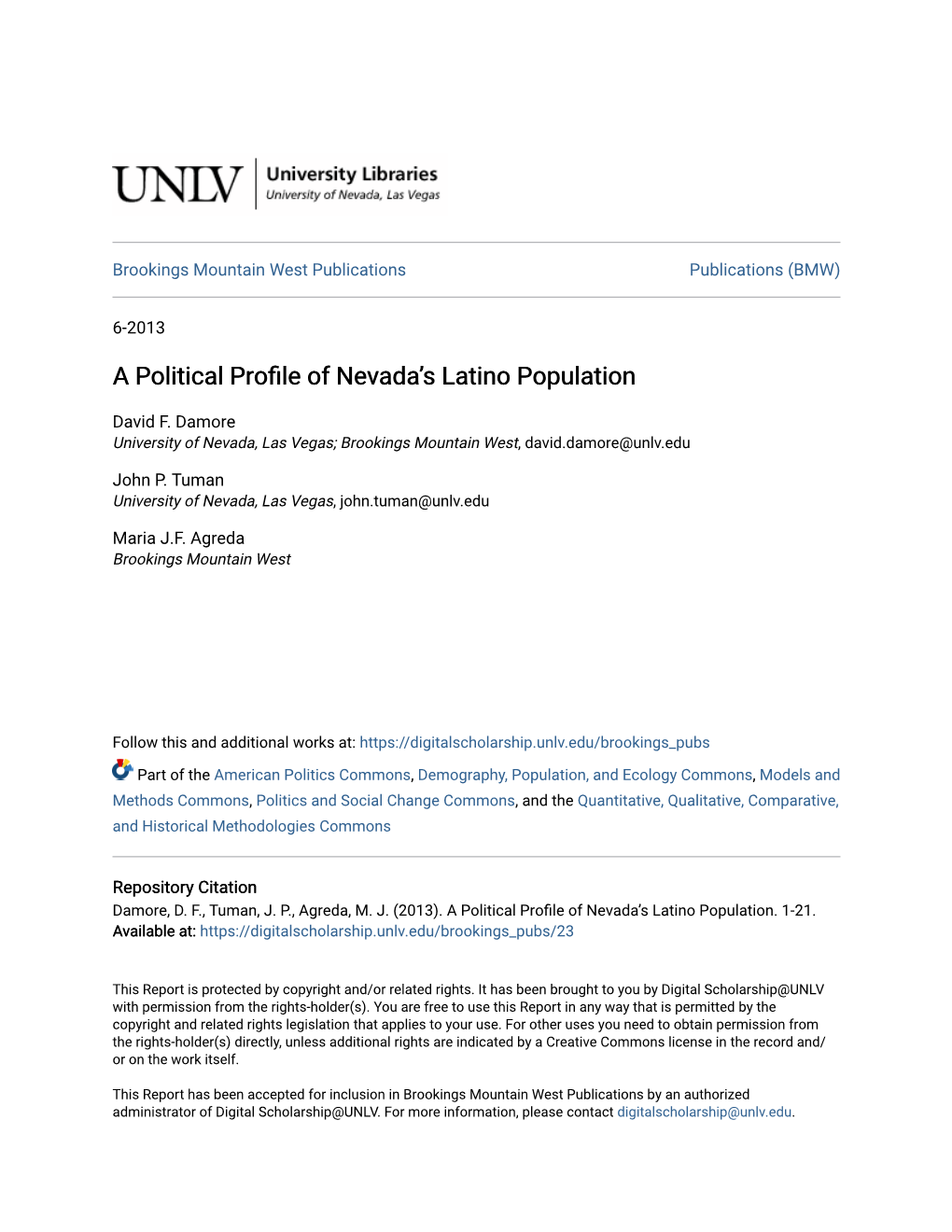 A Political Profile of Nevada's Latino Population