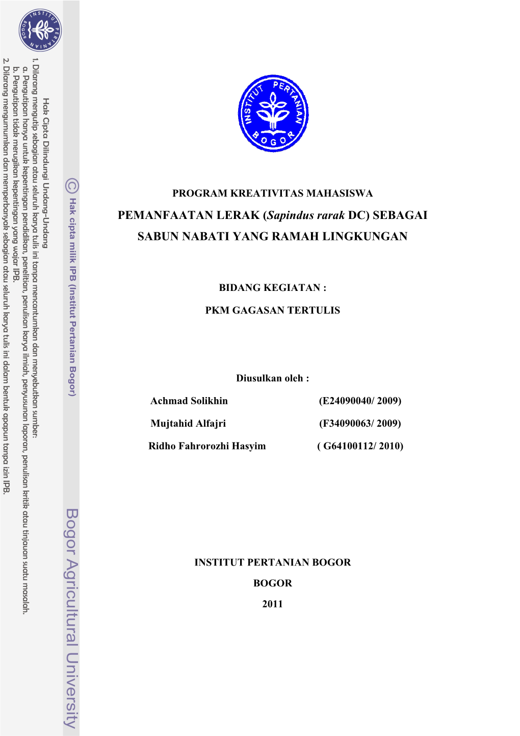 PEMANFAATAN LERAK (Sapindus Rarak DC) SEBAGAI SABUN NABATI YANG RAMAH LINGKUNGAN