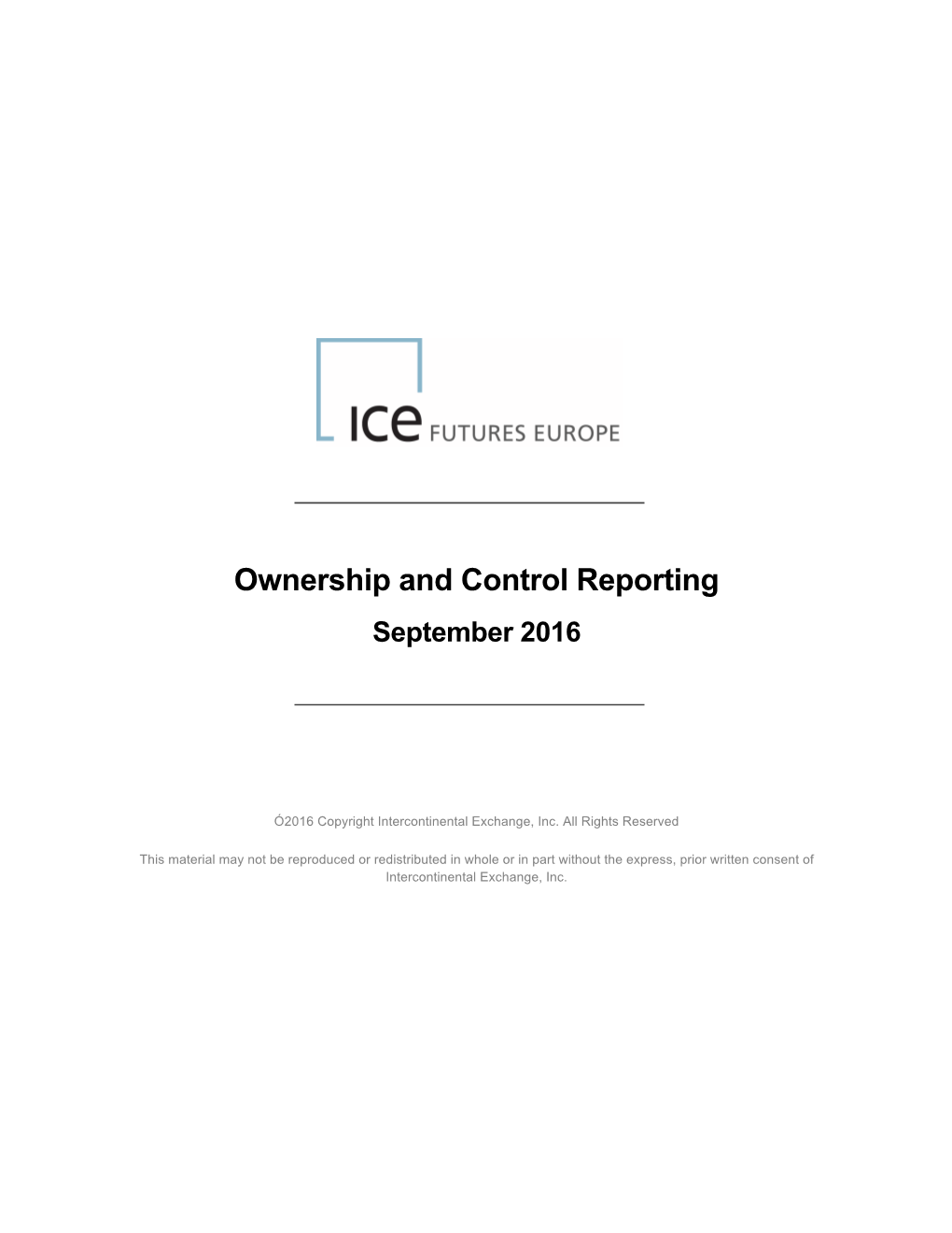 Ownership and Control Reporting September 2016