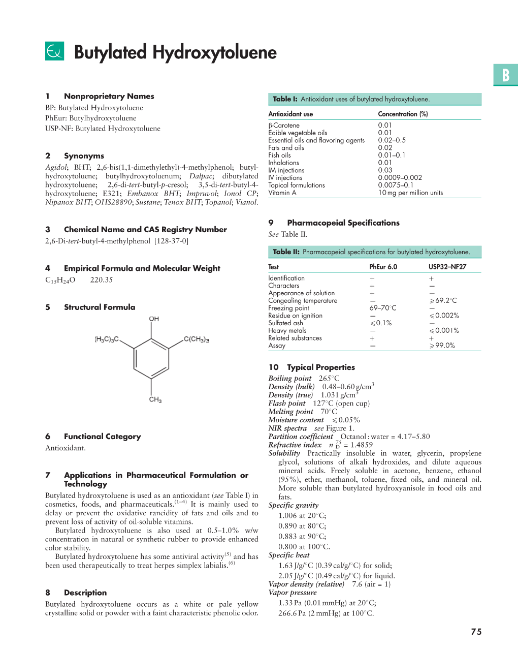 Butylated Hydroxytoluene B