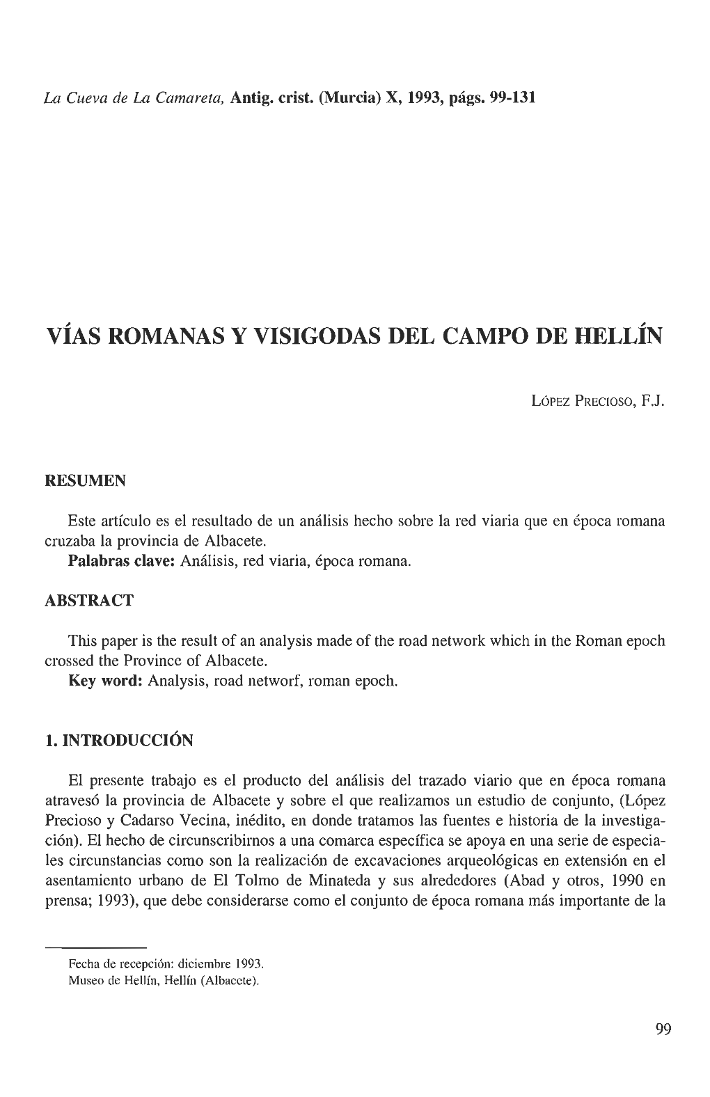 Vhs ROMANAS Y VISIGODAS DEL CAMPO DE HELLÍN