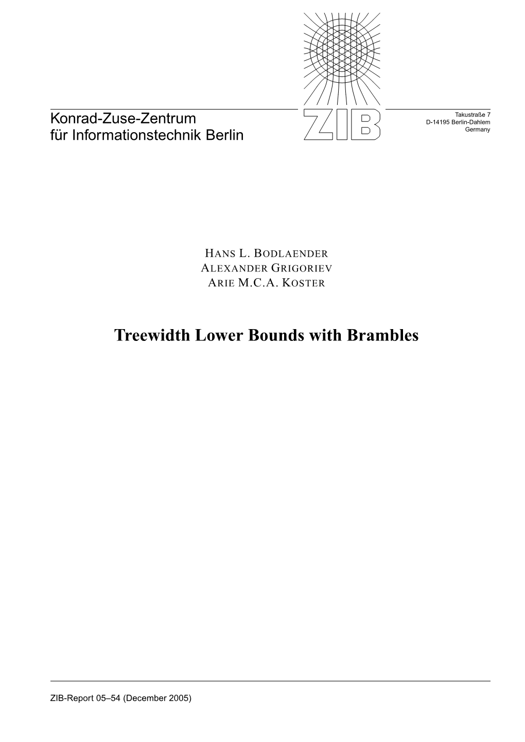 Treewidth Lower Bounds with Brambles