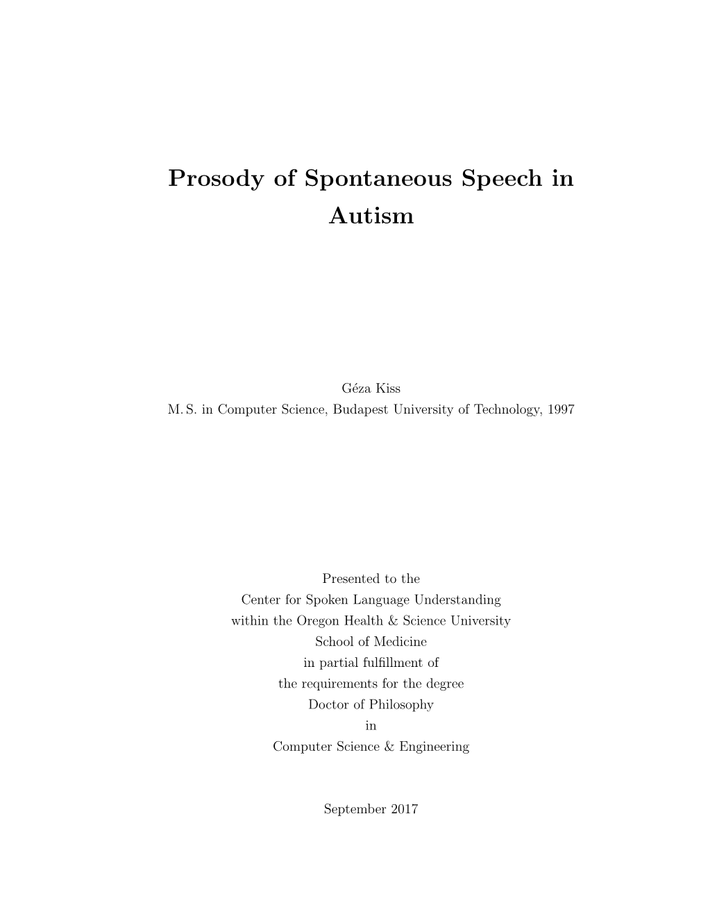 Prosody of Spontaneous Speech in Autism