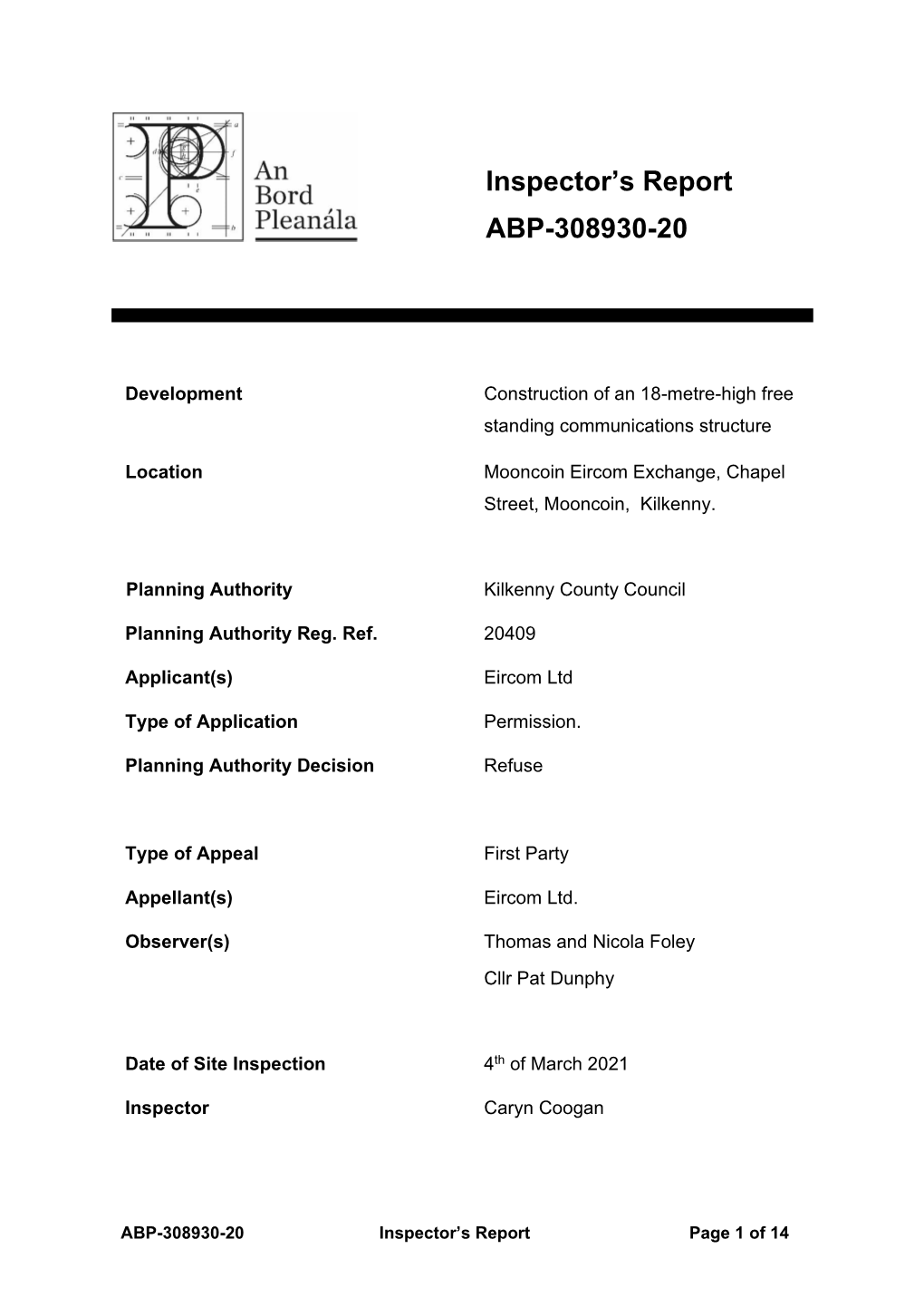 Inspector's Report ABP-308930-20