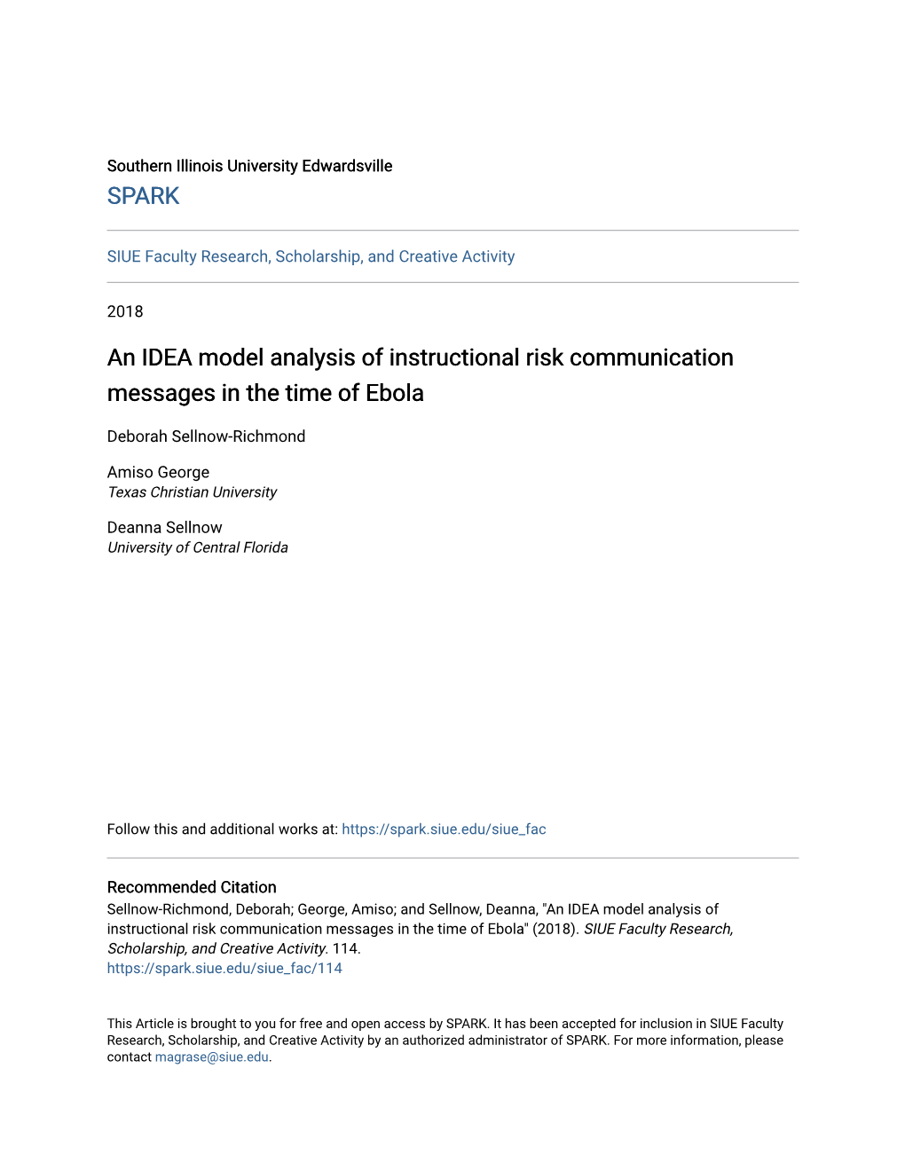 An IDEA Model Analysis of Instructional Risk Communication Messages in the Time of Ebola