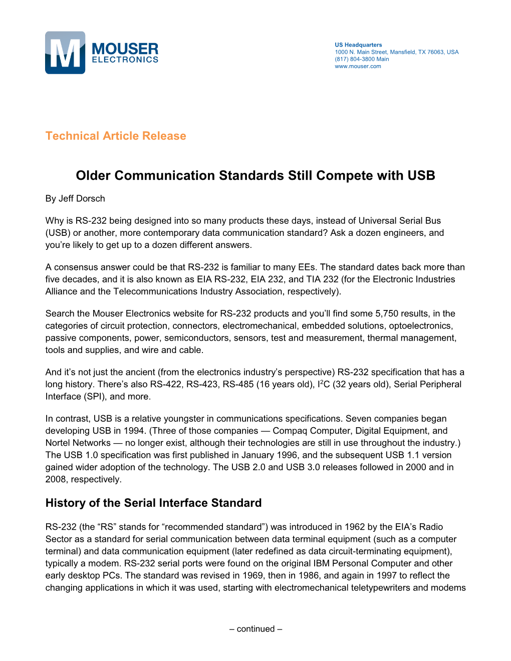 Tech Article: Older Communication Standards Still Compete With