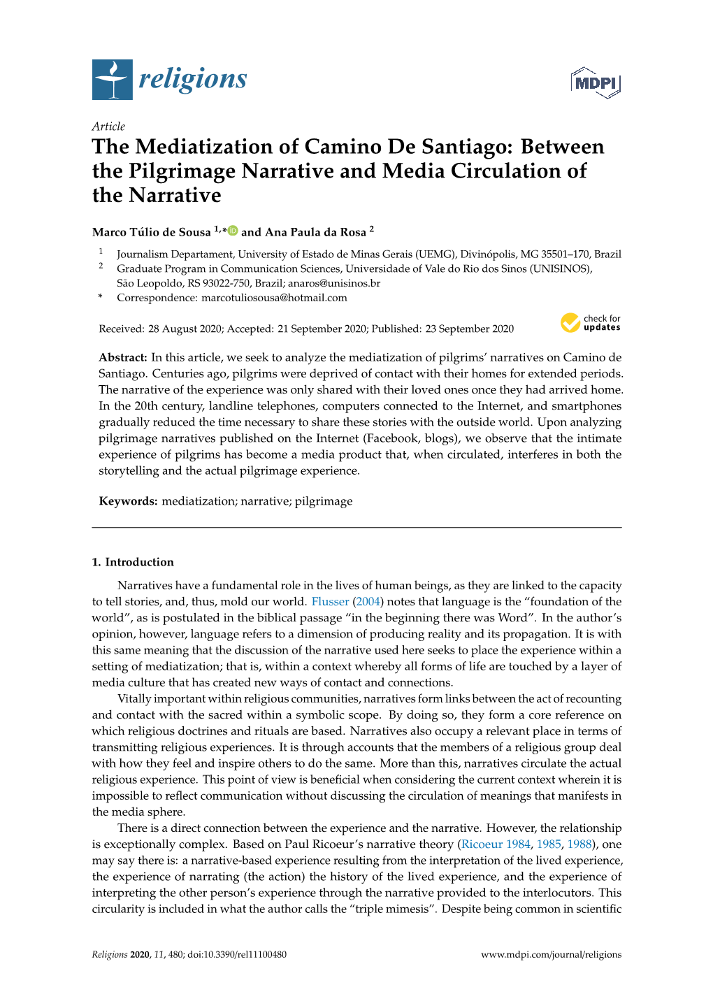 The Mediatization of Camino De Santiago: Between the Pilgrimage Narrative and Media Circulation of the Narrative