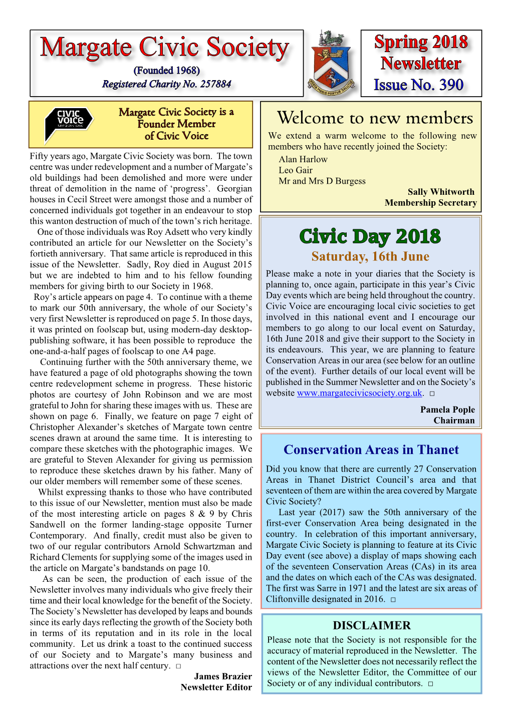 Spring 2018 (Founded 1968) Newsletter Registered Charity No