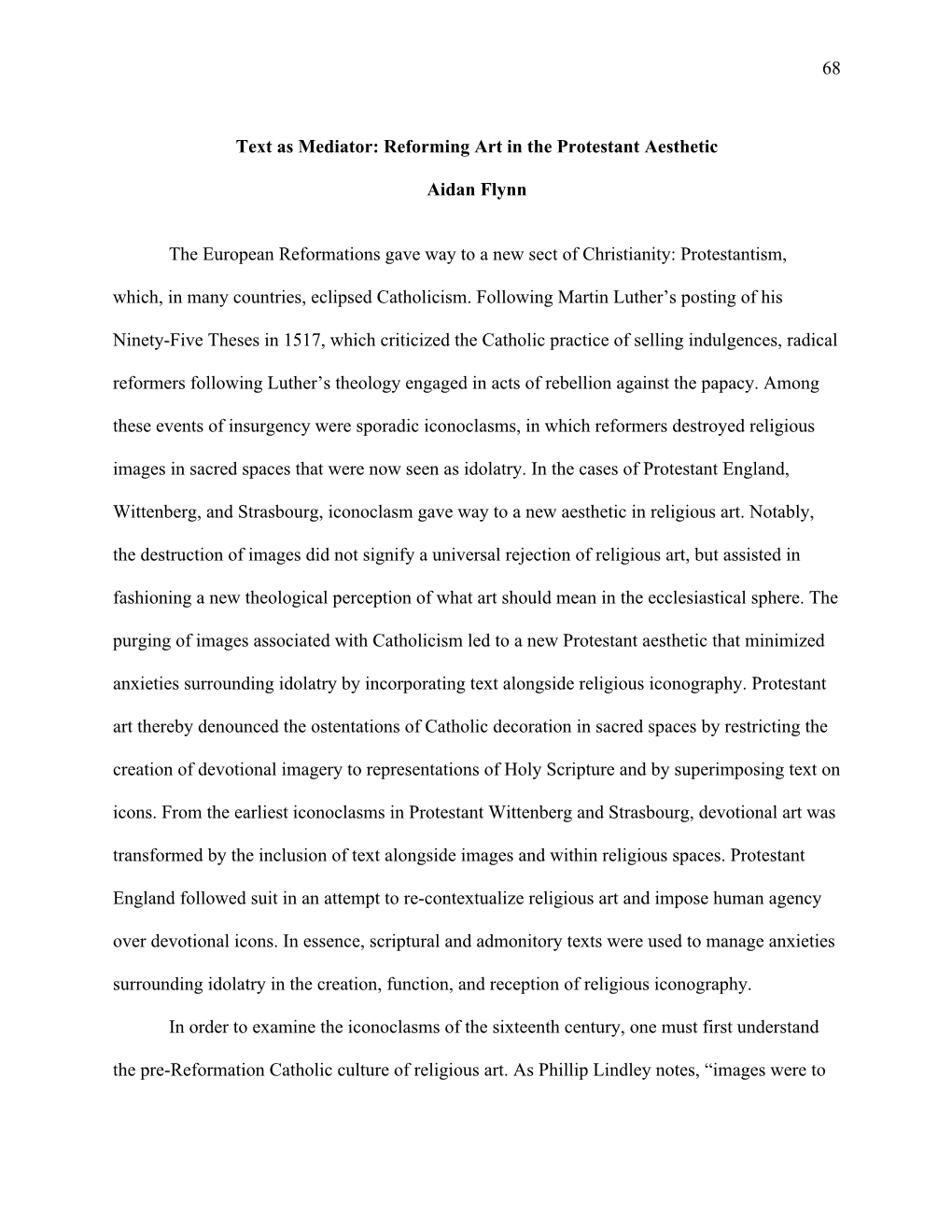 68 Text As Mediator: Reforming Art in the Protestant Aesthetic Aidan