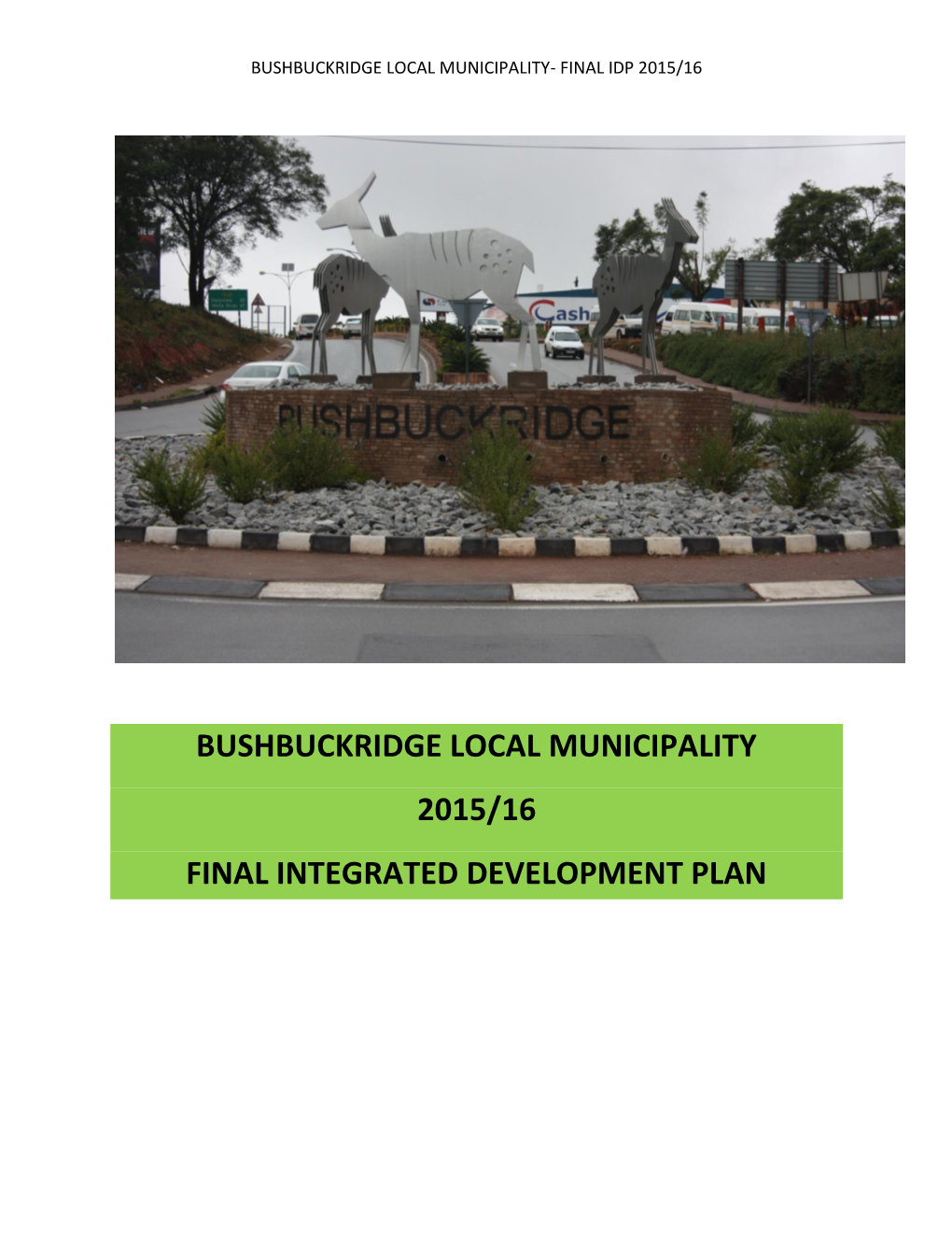 Integrated Development Plan: IDP 2015- 2016