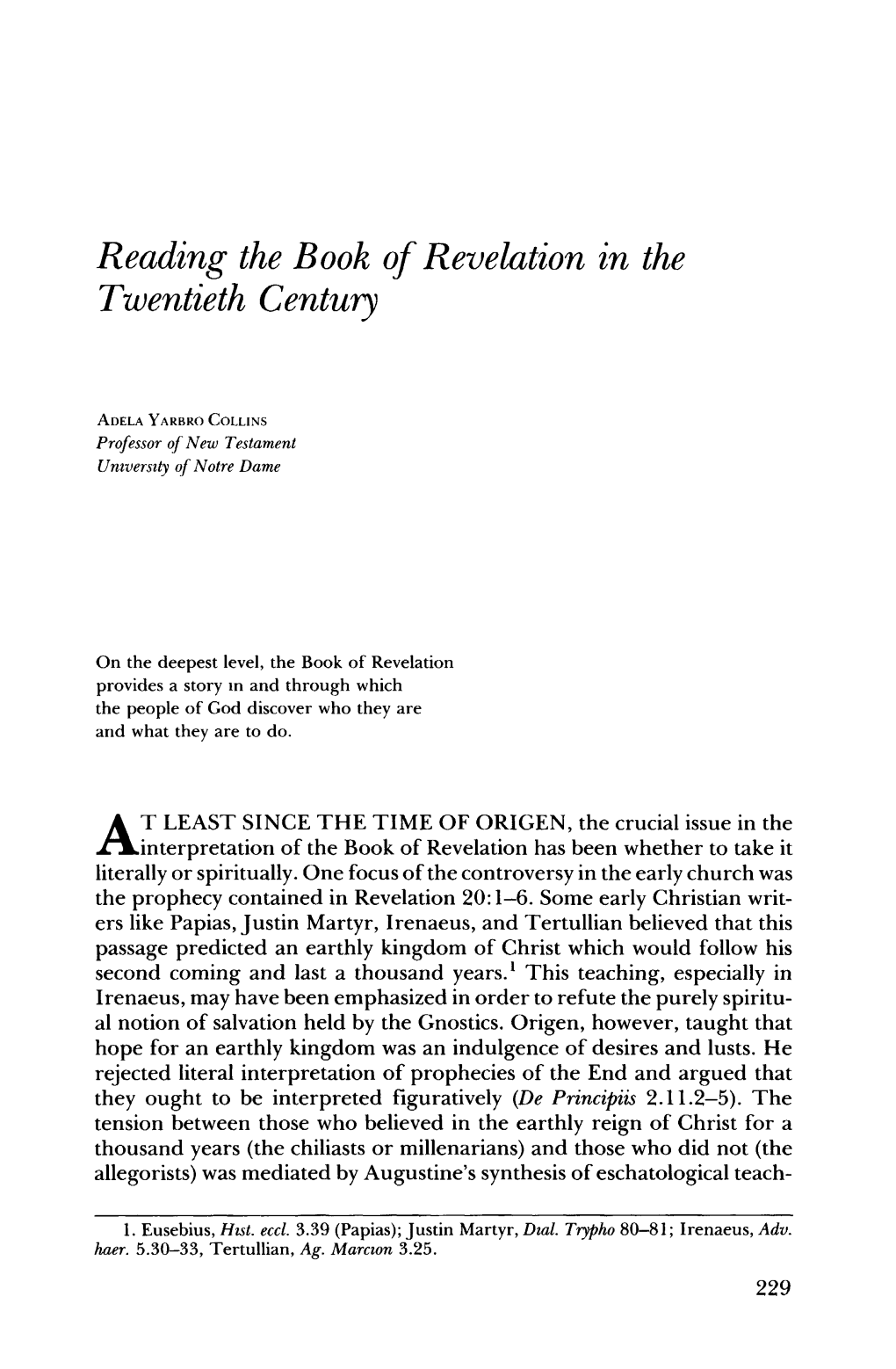 Reading the Book of Revelation in the Twentieth Century