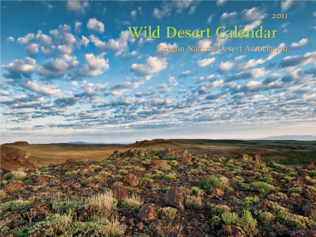 Wild Desert Calendar Oregon Natural Desert Association Field Work: the Oregon Natural Desert Association Needs Your Support