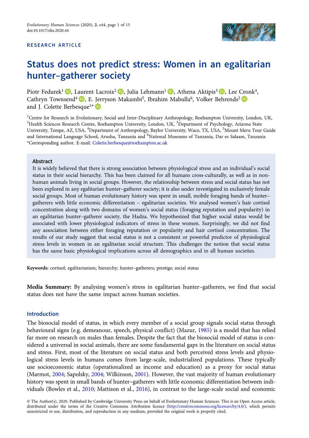 Women in an Egalitarian Hunter–Gatherer Society