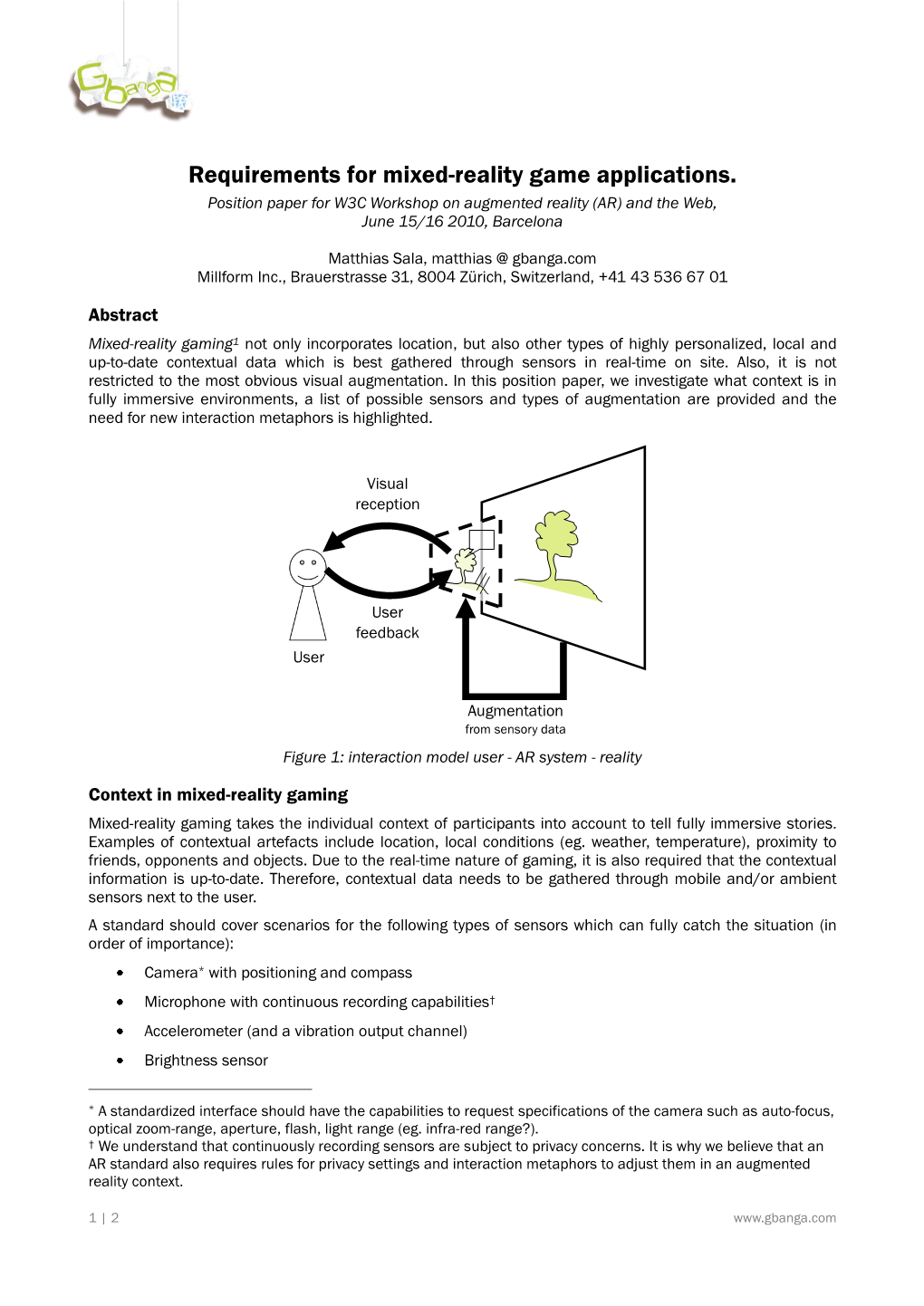 Requirements for Mixed-Reality Game Applications