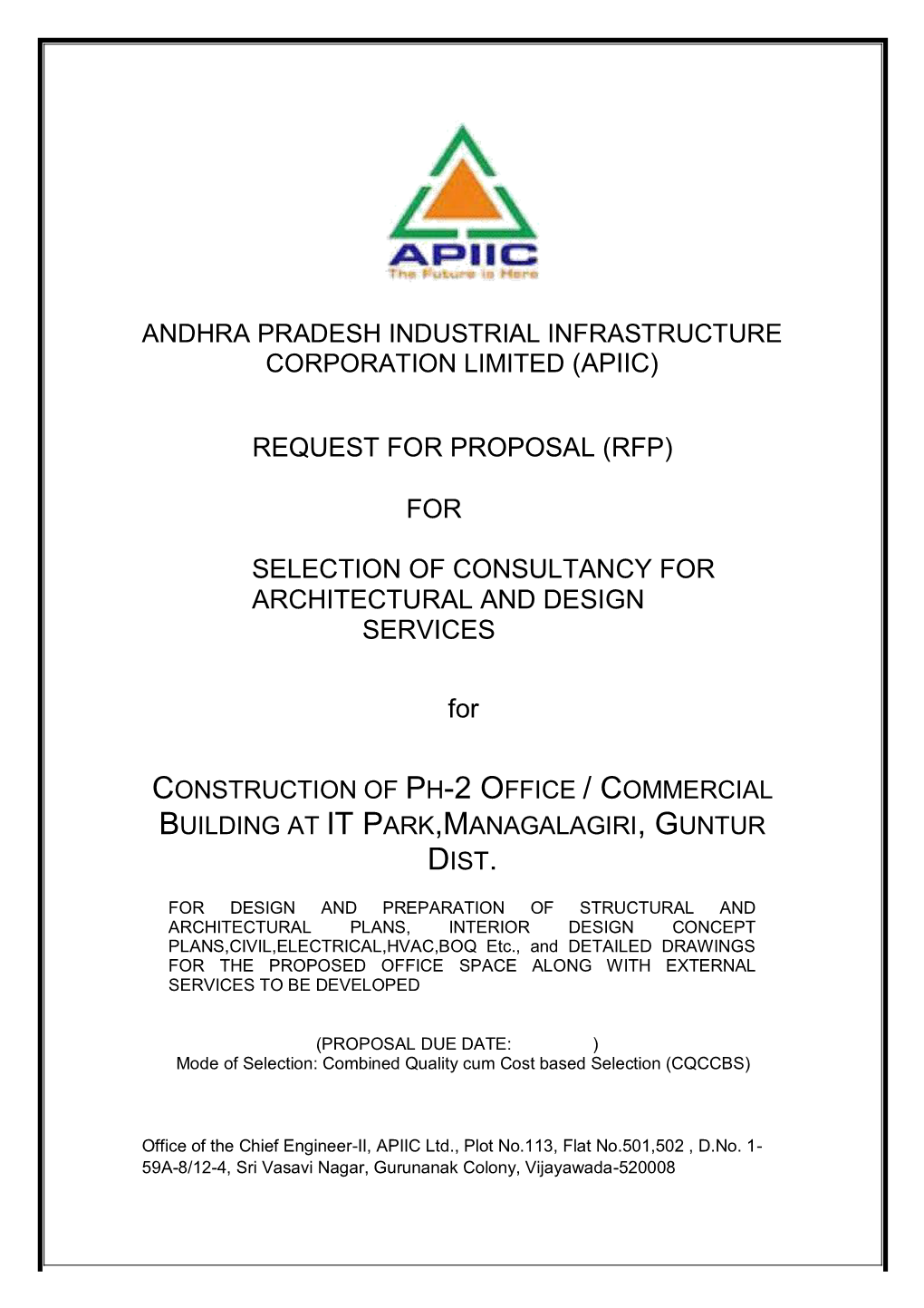 Request for Proposal (Rfp) for Selection of Consultancy for Architectural and Design Services