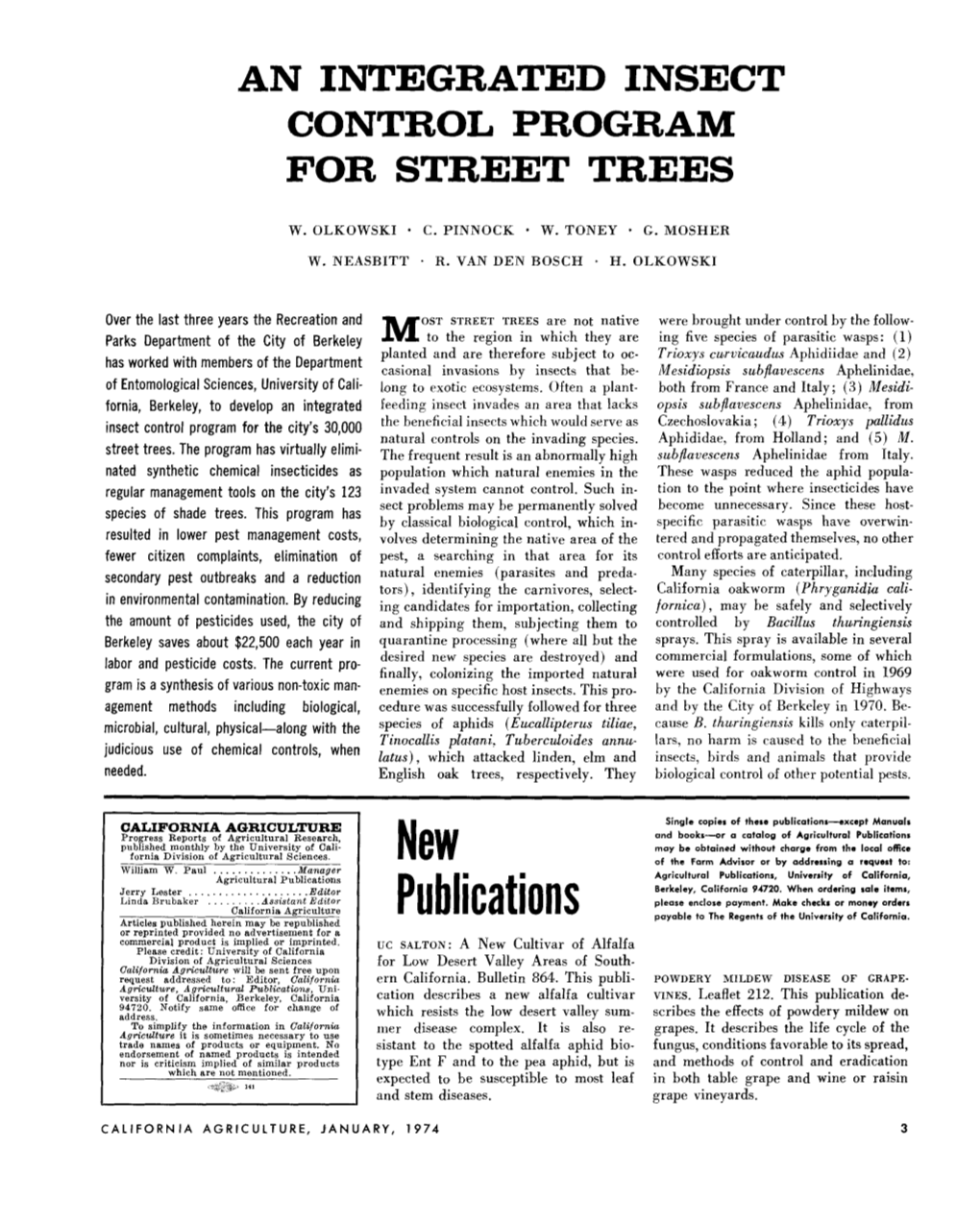An Integrated Insect Control Program for Street Trees
