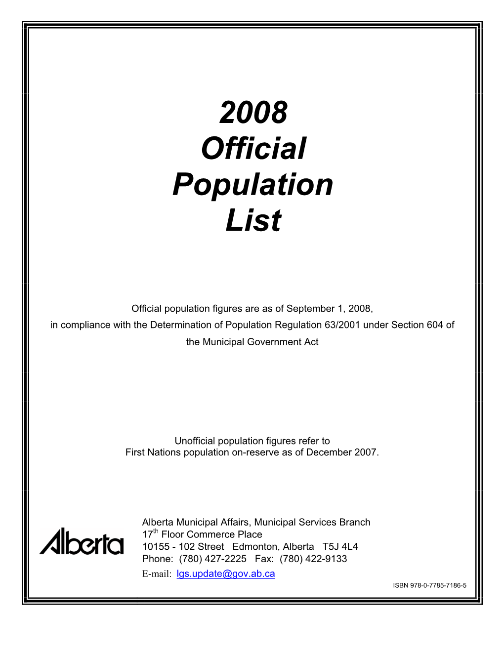 2008 Official Population List