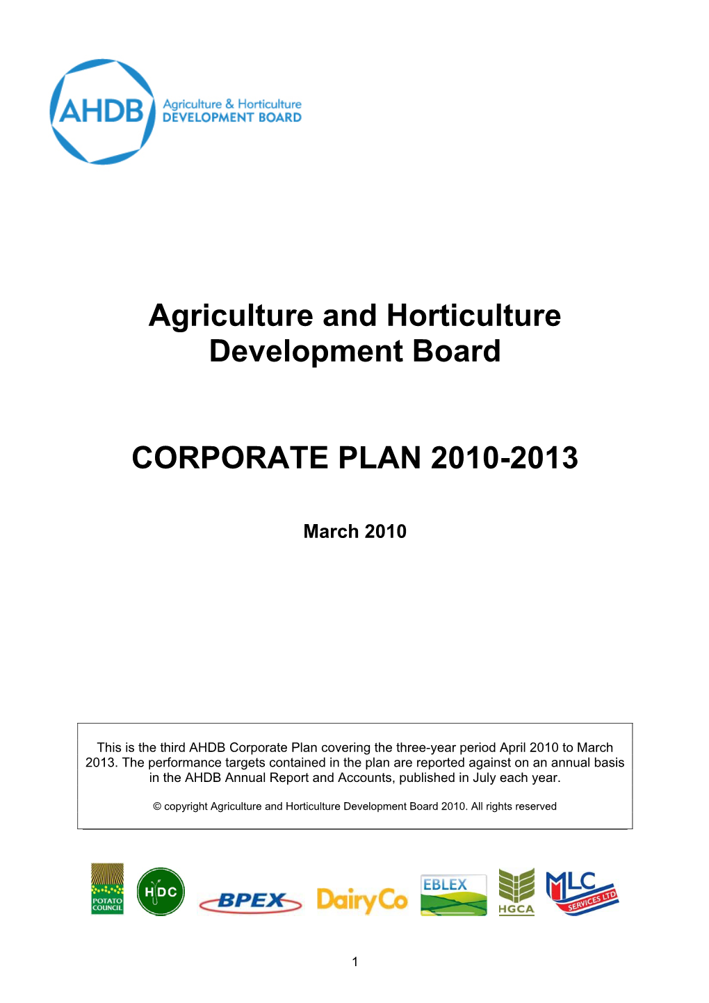 Ahdb Business Plan 2009-12