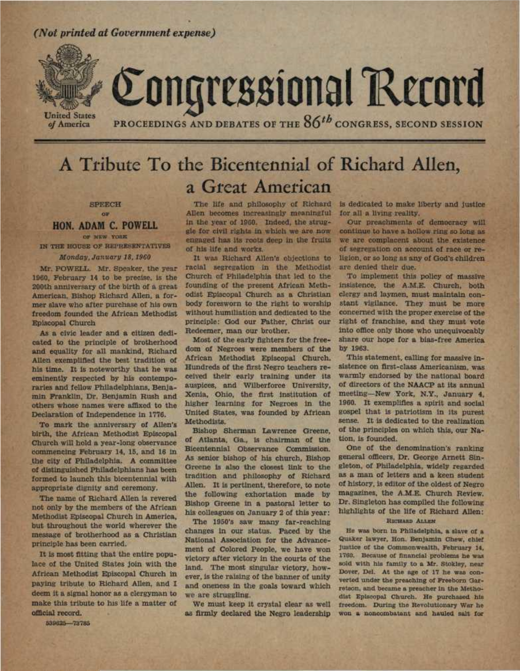 Congressional Hecord United States of America PROCEEDINGS and DEBATES of the 86 CONGRESS, SECOND SESSION