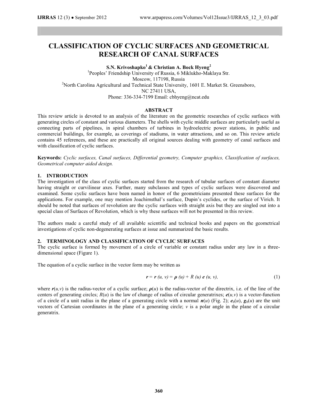 Classification of Cyclic Surfaces and Geometrical Research of Canal Surfaces