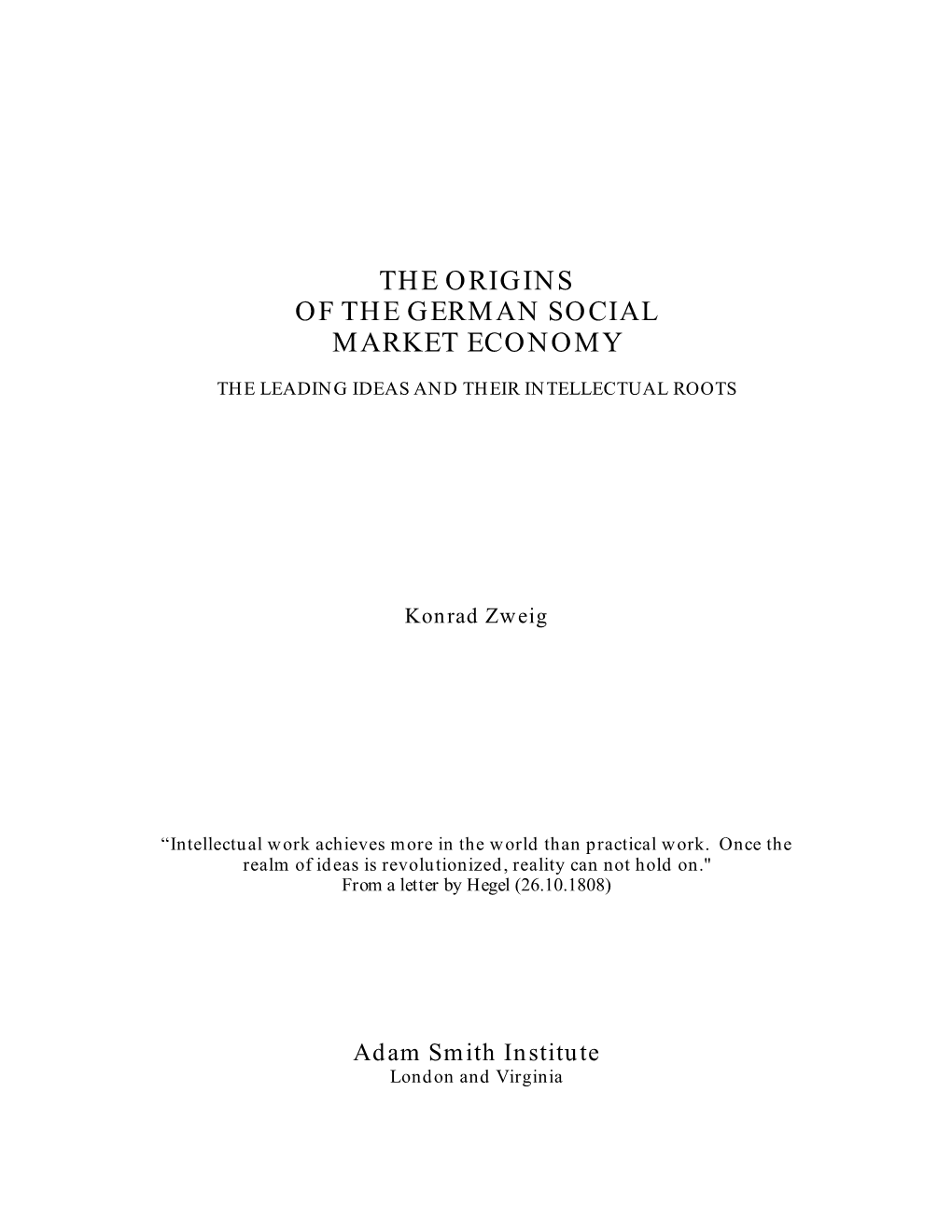 Origins of the German Social Market Economy