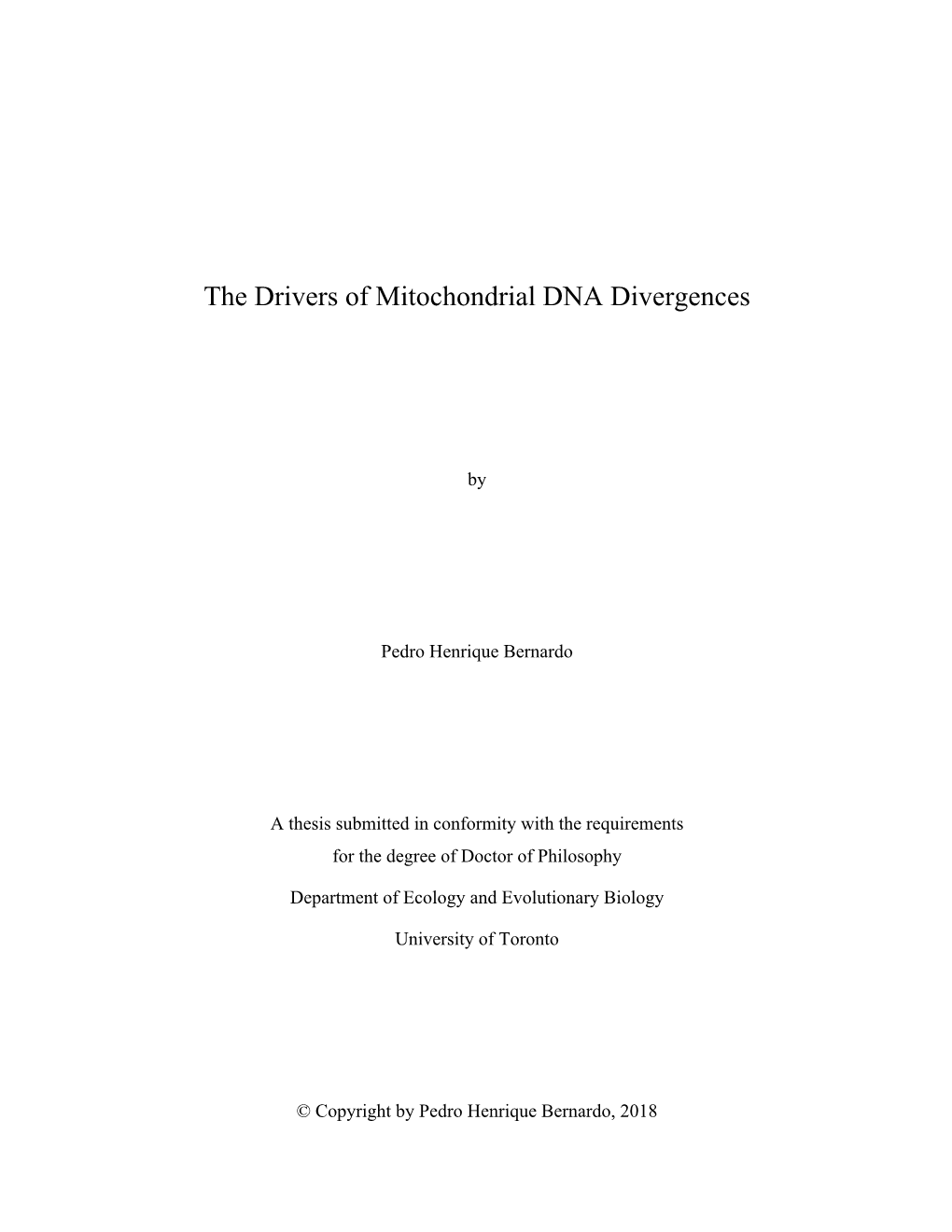 The Drivers of Mitochondrial DNA Divergences